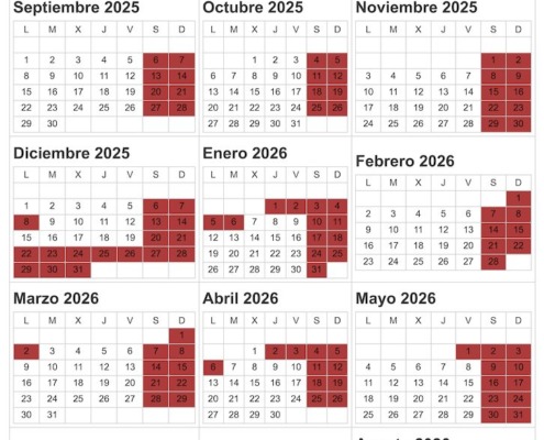 Calendario de curso escolar 2025 - 2026 en la academia de inglés UPtoU Mallorca