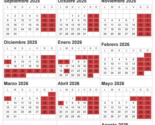 Calendario de curso escolar 2025 - 2026 en la academia de inglés UPtoU Mallorca